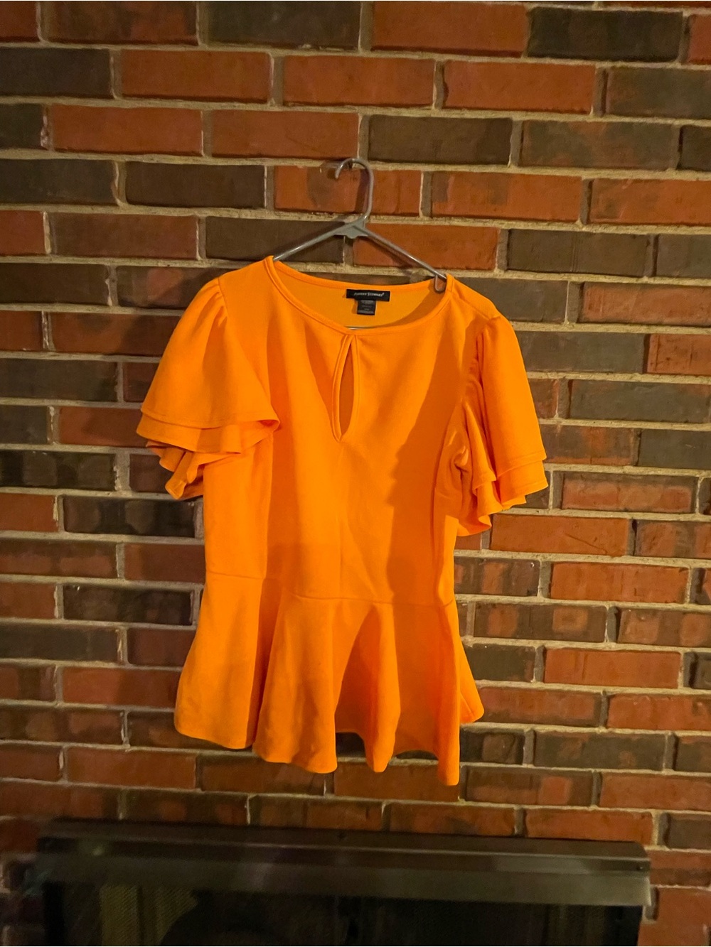 Ashley Stewart Bright Orange Ruffle Peplum Top